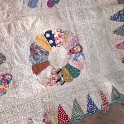 Dresden plate old farmhouse quilt