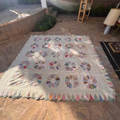 Dresden plate old farmhouse quilt