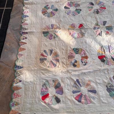Dresden plate old farmhouse quilt