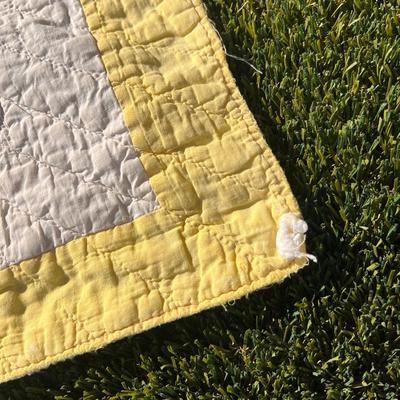 Handmade Crib Quilt Reads "Bye Baby Bunting Daddy's Gone A Hunting"