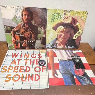 Vintage Vinyl Record Lot - 4 albums - Wings, Springsteen, John Denver, etc