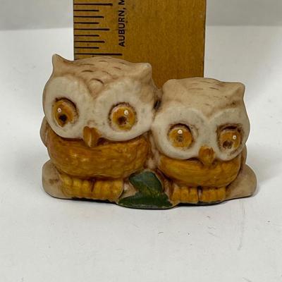 Two Owl Figurine bisque porcelain