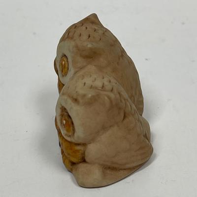 Two Owl Figurine bisque porcelain