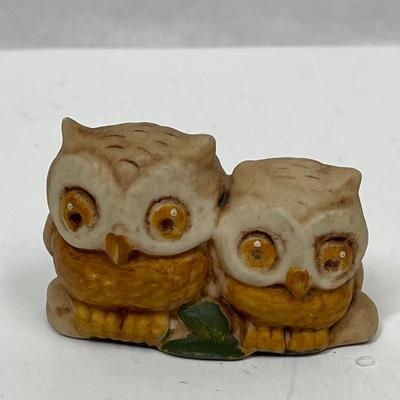 Two Owl Figurine bisque porcelain