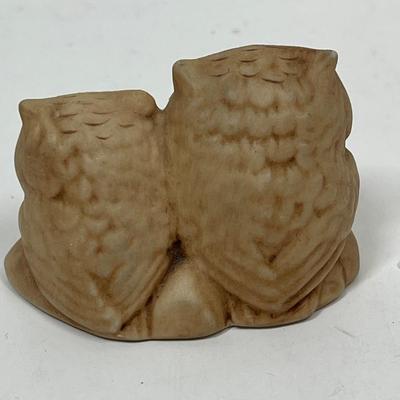 Two Owl Figurine bisque porcelain