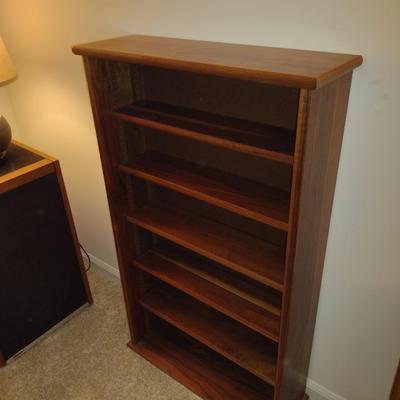 Small, Wooden Case with Adjustable Shelves- Approx 23 1/2" Wide, 7 3/4" Deep, 40" Tall