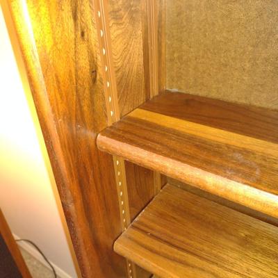 Small, Wooden Case with Adjustable Shelves- Approx 23 1/2" Wide, 7 3/4" Deep, 40" Tall
