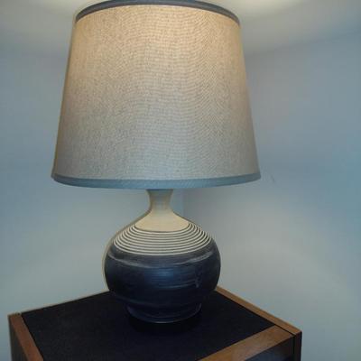 Pottery Table Top Lamp with Shade- Approx 19 1/2" Tall