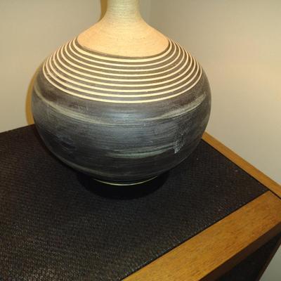 Pottery Table Top Lamp with Shade- Approx 19 1/2" Tall