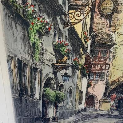 Signed Paul Geissler 1920 Original Etching Street Scene Framed