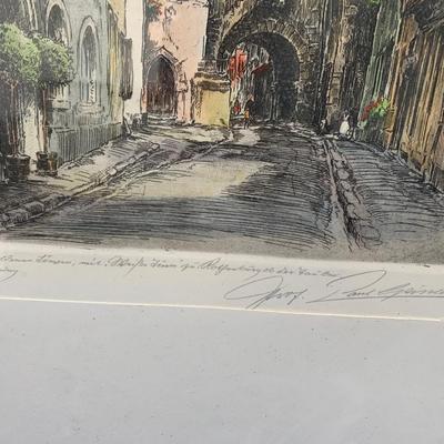 Signed Paul Geissler 1920 Original Etching Street Scene Framed