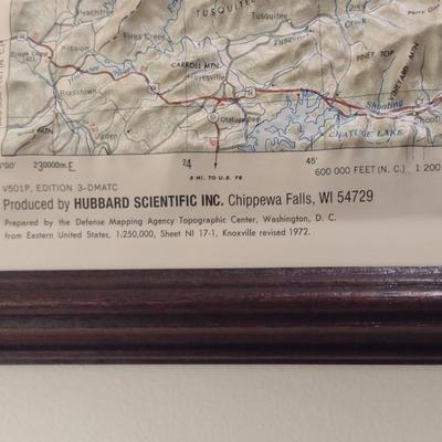 Framed Knoxville, TN Topographic Map (1972)- Measures Approx 34" x 22"