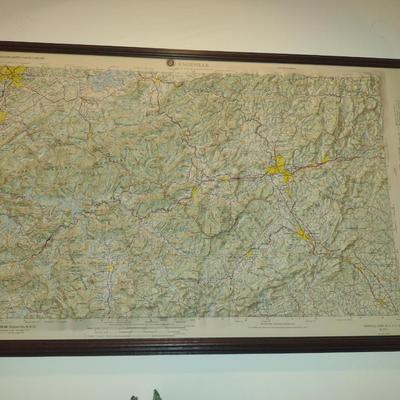 Framed Knoxville, TN Topographic Map (1972)- Measures Approx 34" x 22"