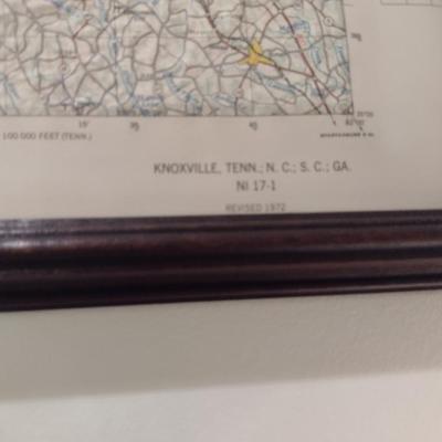 Framed Knoxville, TN Topographic Map (1972)- Measures Approx 34" x 22"