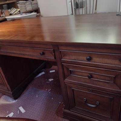 Aspenhome Large, Executive Knee Hole Desk- Measures Approx 66 1/2" x 32 1/2" x 30 1/2" Tall