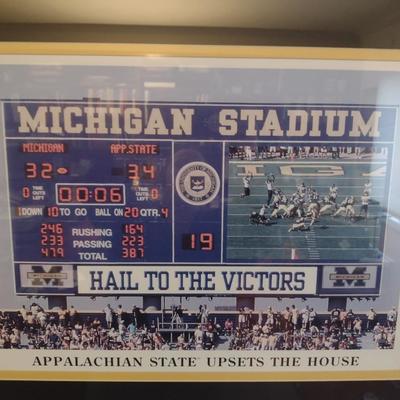 'Appalachian State Upsets the House' Beats #1 Ranked Michigan Football Team Framed under Glass- Approx 32 1/2" x 26 1/4"