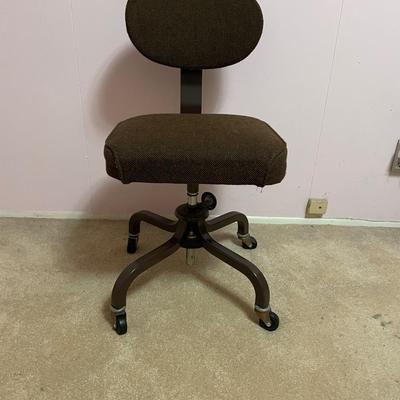 Vintage Fabric Covered Swivel Office Chair on Wheels