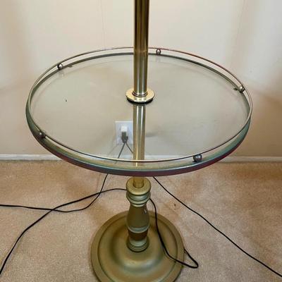Floor Lamp with Round Glass Shelf and Shade
