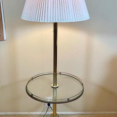 Floor Lamp with Round Glass Shelf and Shade
