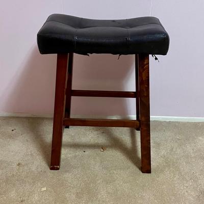 Upholstered Wood-Legged Stool