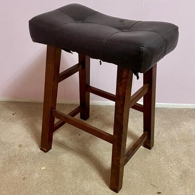 Upholstered Wood-Legged Stool