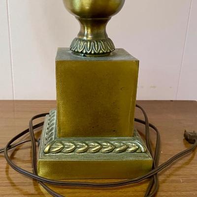 Antique Table Lamp - Heavy Brass & Marble Base - Hollywood Regency Style