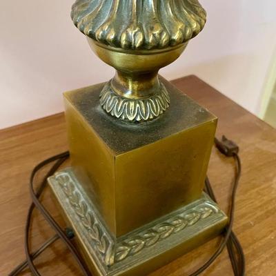 Antique Table Lamp - Heavy Brass & Marble Base - Hollywood Regency Style