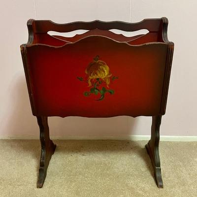Vintage Cherry Wood Magazine Rack