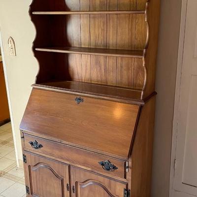 Vintage Secretary Desk with Drop Leaf Desk and bookcase