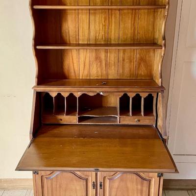 Vintage Secretary Desk with Drop Leaf Desk and bookcase