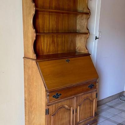 Vintage Secretary Desk with Drop Leaf Desk and bookcase