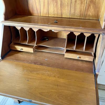 Vintage Secretary Desk with Drop Leaf Desk and bookcase