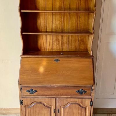 Vintage Secretary Desk with Drop Leaf Desk and bookcase