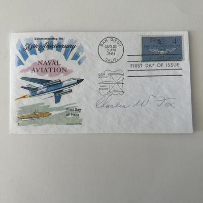 Charles W. Fox signed naval aviation commemorative cover 