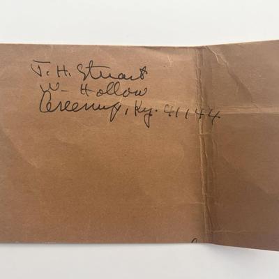 Writer Jesse Stuart original signature 