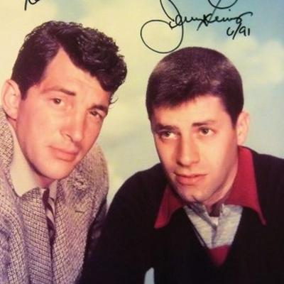 Dean Martin Jerry Lewis signed portrait photo 