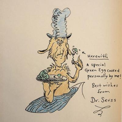Dr. Seuss drawn and signed sketch