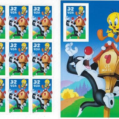 Signed Sylvester and Tweety Stamp Sheet
