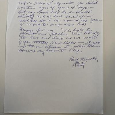 WWII Fighter Ace signed letter