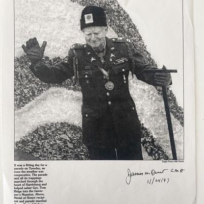Medal of Honor Recipient James M. Burt signed photo