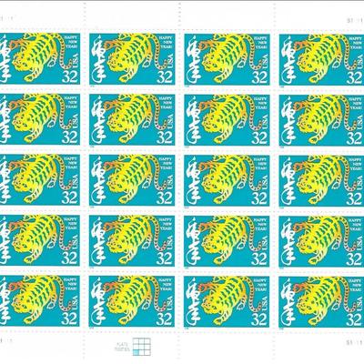 Lunar New Year - Year of The Tiger USA Stamp Sheet