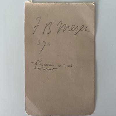  Baptist pastor F. B. Meyer original signature 