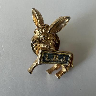 Vintage Donkey Pin Presidential Lyndon B Johnson Campaign Pin