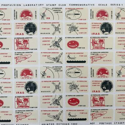 US Stamps Jet Propulsion Laboratory Stamp Club Sheet of 48 Commemorative Seals