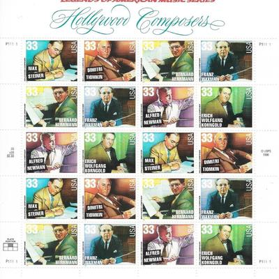 Legends of American Music Series Hollywood Composers USA Stamp Sheet