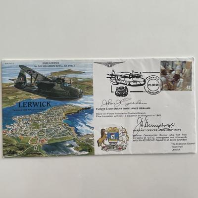 Royal Air Force signed cover autographed by Flight Lieutenant John James Graham and Warrant Officer John Humphreys