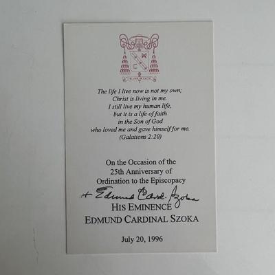 Edmund Casimir Szoka signed card