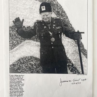 Medal of Honor Recipient James M. Burt signed photo