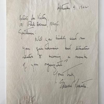 Sculptor Edmond Amateis signed letter