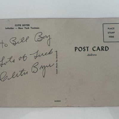 New York Yankees Clete Boyer signed postcard